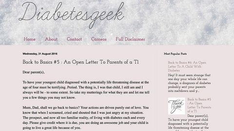 Diabetes Geek - An Open Letter To Parents of a T1