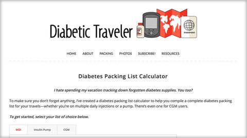 Screenshot of Diabetic Traveler blog